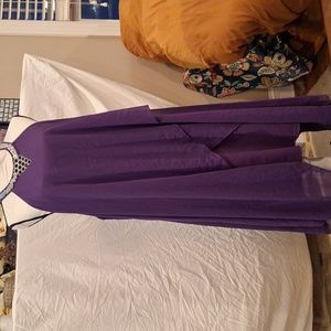 Asymetrical sleeveles purple formal dress